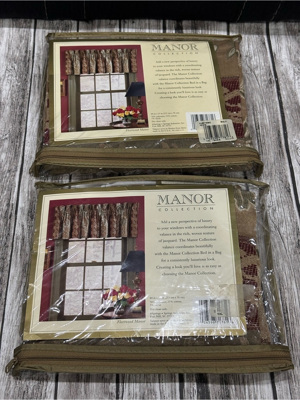 Tan and Burgundy Valance - Pack of 2